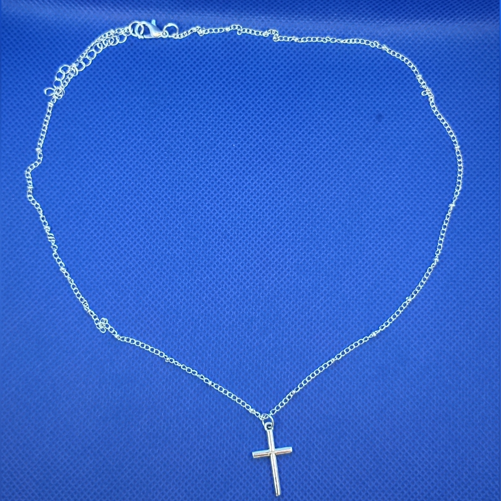 Elegant Silvertone Cross Necklace - Picture 2 of 4